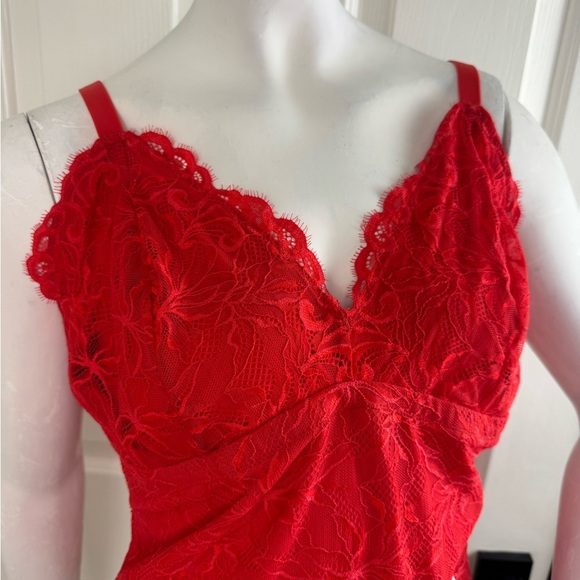 YITTY Red Lace Chemise with Scalloped V-Neck - Picture 7 of 12